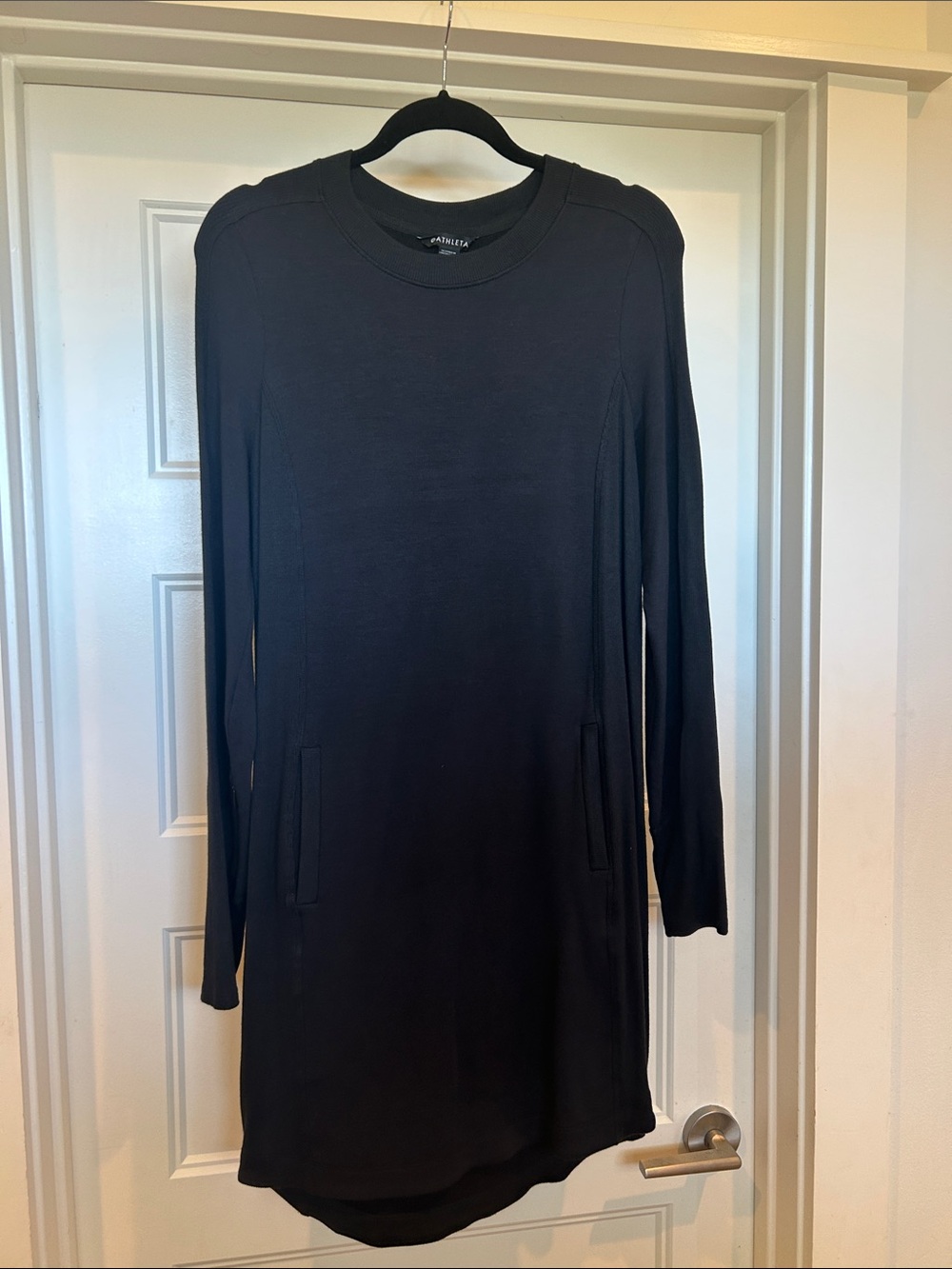 Athleta Black Long Sleeve Scoop-Neck Dress